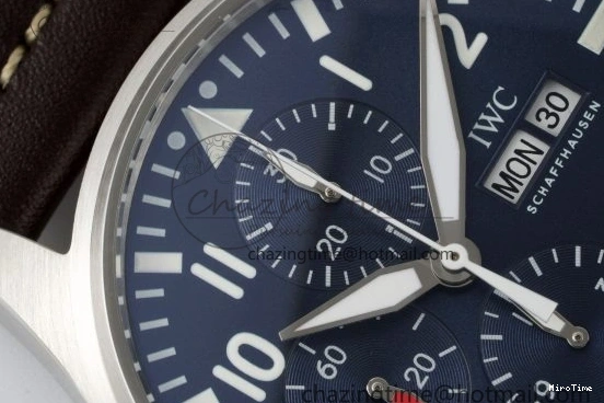 MIROTIME 0407 Pilot Chrono SS AZF 1:1 Best Edition Blue Dial on Brown Leather Strap A TimelessDesign 7060